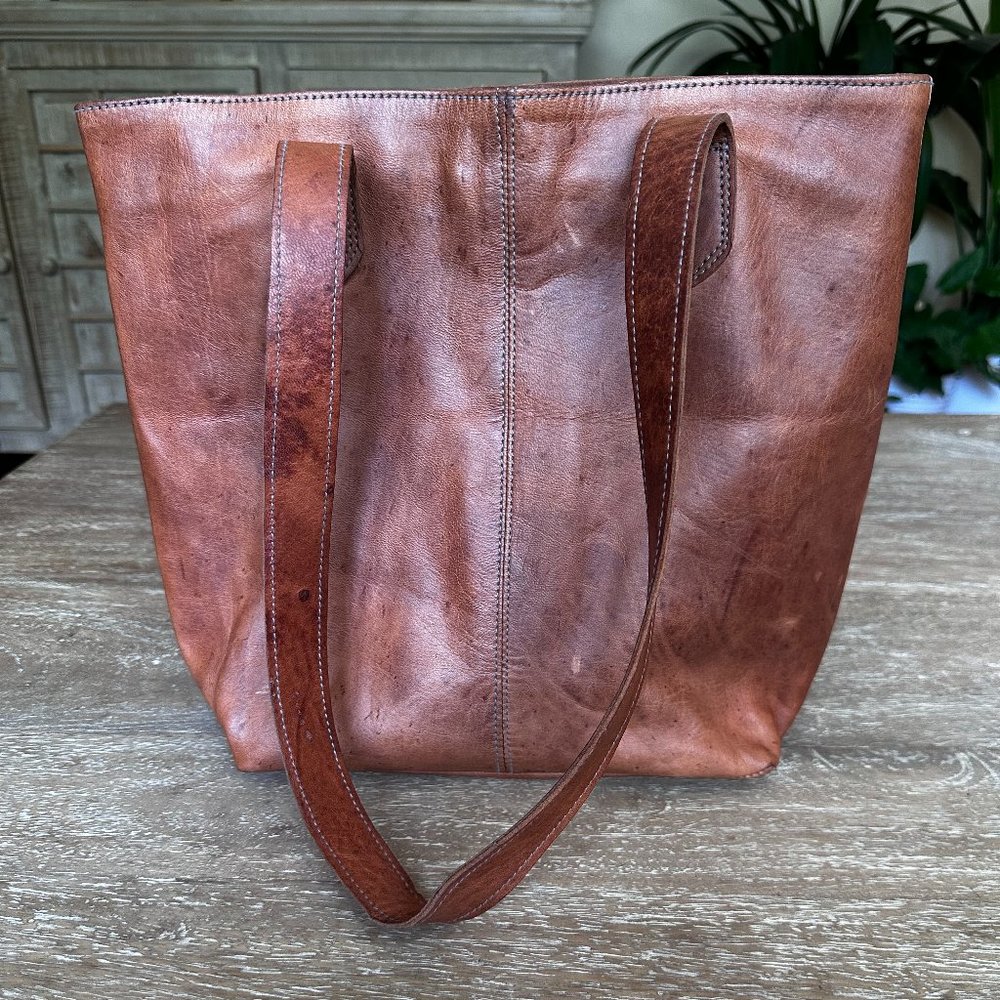 Authentic Handmade Leather Tote from Morocco